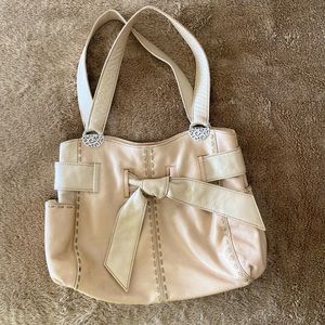 Brighton Cleo leather handbag with bow, Gold/Cream